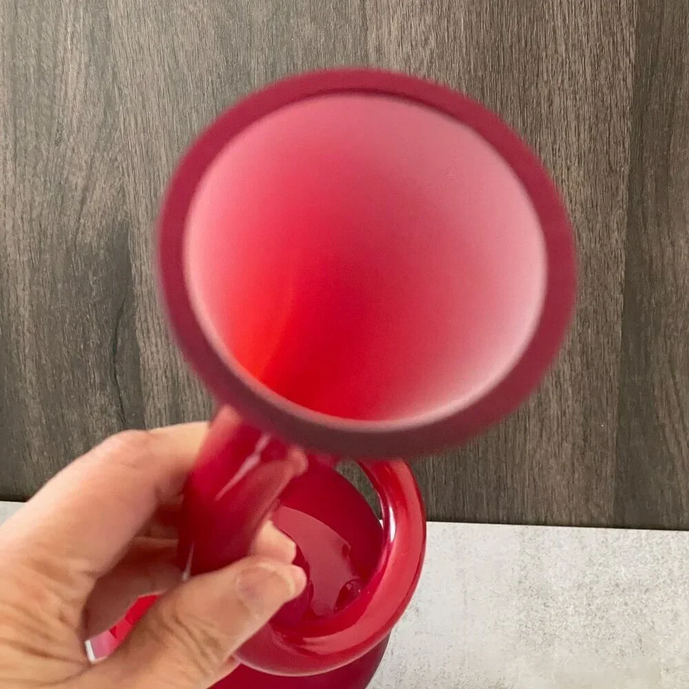 Normann Copenhagen Denmark Vintage Red Cased Glass Corkscrew Swing Vase 16